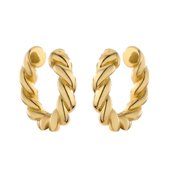 Wholesale 1 Pair Ig Style French Style Simple Style Leaves Twist Plating Inlay Copper Zircon 18k Gold Plated Ear Cuffs