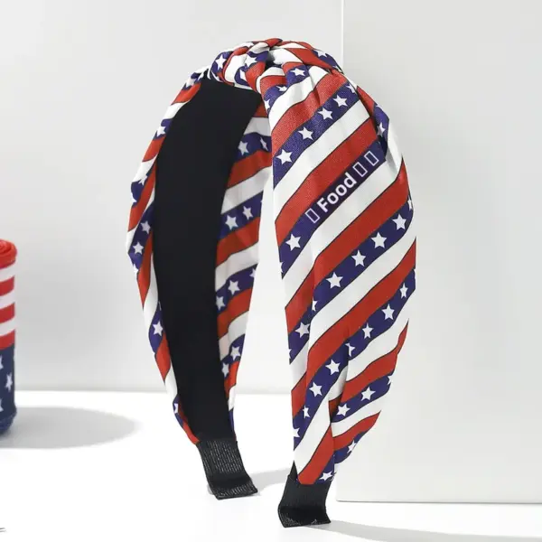 Wholesale American Independence Day Star Element Retro Knot Headband Sweat-Absorbing Yoga Running Sports Headband Black White Red Dark Blue
