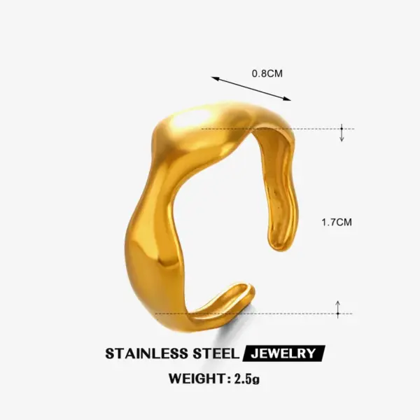Wholesale Ion Plating (IP) 18K Gold Plated Irregular 304 Stainless Steel Elegant Simple Style Waterproof Non Tarnish Open Rings