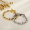 Wholesale 304 Stainless Steel Geometric PVD Coated 18K Real Gold Plated Fashion Waterproof Non Tarnish Plating O-shaped Chain Gold Bracelets Necklace
