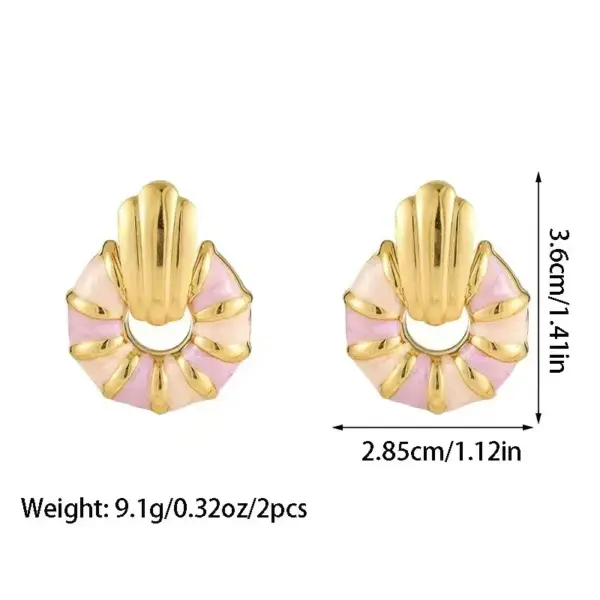 Wholesale Elegant Shell Shaped Enamel Drip Oil Non-Fading Earrings For Women Fashionable Luxury Stainless Steel Jewelry