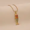 Wholesale Elegant Romantic Fish Pendant Necklace Stainless Steel 304 Vibrant 3D Moving Fish Personalized Jewelry For Women Lobster Clasp