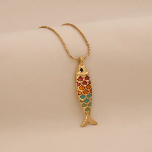 Wholesale Elegant Romantic Fish Pendant Necklace Stainless Steel 304 Vibrant 3D Moving Fish Personalized Jewelry For Women Lobster Clasp