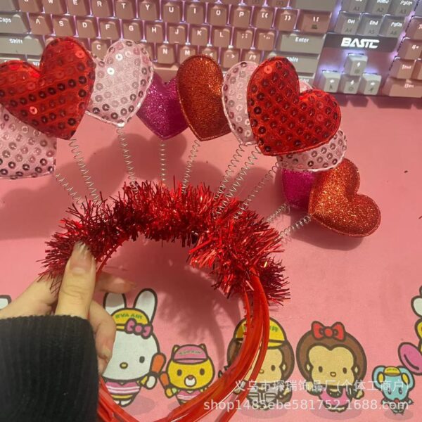 oly-15a12c305ebc188d9164bb7c95bb6983 Wholesale Valentine's Day Hair Hoop Christmas Party Headwear Fun Theme Glitter Love Headband Peach Heart Hair Accessories