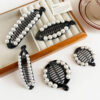 Wholesale -style Pearl Diamond Hairpin Broken Hair Black Paddle Clip Simple Elegant Banana Clip Hair Comb Women's Hair Accessories
