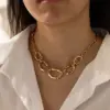 Wholesale Two Tone Irregular Jewelry Set For Women With 18K Real Gold Plated 304 Stainless Steel And PVD Coated Paperclip Chain