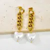 Wholesale Women Irregular Drop Earrings Electroplated 304 Stainless Steel 18K Gold Plated 0.03-0.05µm Pearl Inlay