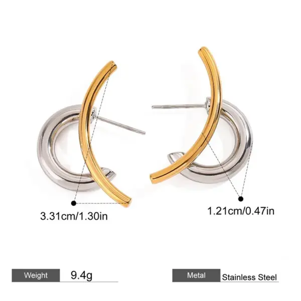 Wholesale Design Sense 18K Gold 304 Stainless Steel Gold And Silver Color Block Letter/Letter Pattern Vacuum Plating (In Furnace) Simple Line Earrings Jewelry Wholesale