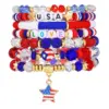 Wholesale American Independence Day Bracelets Set Soft Clay Letter Beads Flag Pattern Unisex Original Design Bracelets For Men And Women