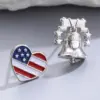 Wholesale Unisex Jewelry Set Featuring American Flag Pattern With White K Plated Metal And Asymmetrical Design On Cable Chain