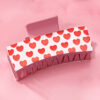 oly-160406fb0e84cda468f5b6465911e9e0 Wholesale Celebrant Jewelry 1 PU Leather Acrylic Pink Red Heart Printed Hair Claw Hairpin Valentine's Day Gift