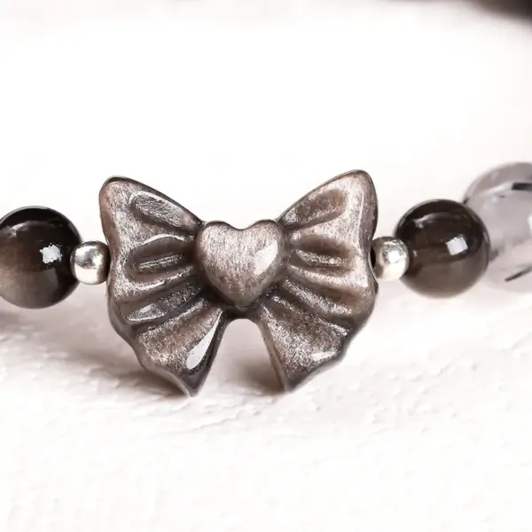 Wholesale JD Jewelry Natural Silver Agate Bowknot Gold Copper Bracelet Fashion High-end Round Bead Bracelet Girl Accessories