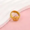 Wholesale Vintage Irregular Cross Knot 18K Gold Plated 304 Stainless Steel Vacuum Electroplated Waterproof Non-Fading Ring For Women