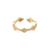 Wholesale Geometric Open Rings For Women In Copper With 14K Real Gold Plating And Zircon Inlay, Perfect Birthday Gift