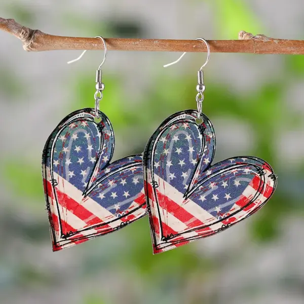 Wholesale Retro Heart Shape Drop Earrings For Women With White Acrylic Print And 304 Stainless Steel Ear Pins
