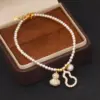 Wholesale Fashionable Luxury Pearl Bracelet Original Design Round Xiaomi Pearls Gourd Pendant Lucky Charm Safe Keeping Women's Bracelet
