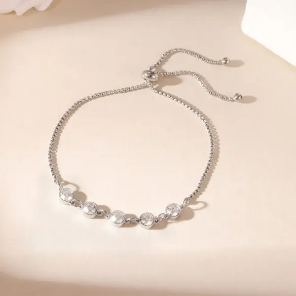Wholesale Adjustable Drawstring Titanium Steel Bracelet Sparkling Zirconia Diamond Light Luxury Unique Personality New Style Jewelry