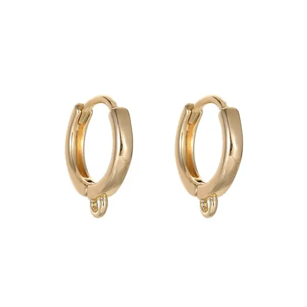 Wholesale Round Hoop Earrings For Women With Copper Posts, Electroplated 14K Real Gold Plated Featuring Zircon Inlay