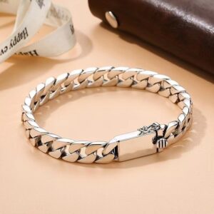 Wholesale Ai Ying'Er Retro Simple Punk Bare Bracelet Men's Braided Cuban Bolt Style Couple Tank Horsewhip Chain Women