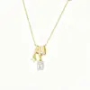 Wholesale Rectangle Inlay Pendant Necklace For Women In Copper With 18K Real Gold Plated Water Plating And Artificial Rhinestones On Cable Chain