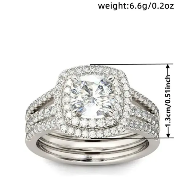 Wholesale Geometric Claw Setting Ring For Women In Copper With White K Water Plating And Zircon Inlay