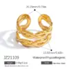 Wholesale Stainless Steel Hammered Texture Wide Face Ring Women's Non-Fading 18K Gold Plated Open Ring Fashionable Accessory For Party