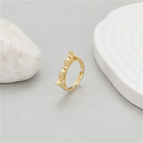 Wholesale Unisex Round Open Rings Featuring Waterproof Non Tarnish Copper With 14K Real Gold Plated Electroplated Finish And Zircon Inlay