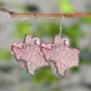 Wholesale Retro Map Print Acrylic Drop Earrings For Women With 304 Stainless Steel Ear Pins