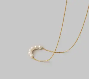 Wholesale Women'S 304 Stainless Steel PVD Coated 18K Gold Plated Inlaid Ball Artificial Pearls Pendant Necklace Imitation Pearl Jewelry