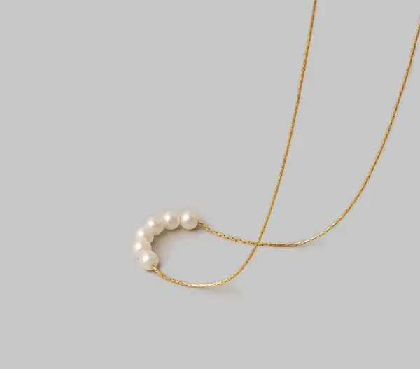 Wholesale Women'S 304 Stainless Steel PVD Coated 18K Gold Plated Inlaid Ball Artificial Pearls Pendant Necklace Imitation Pearl Jewelry