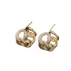 Wholesale New Style Geometric Stud Earrings For Women In 14K Real Gold Plated Copper With 925 Sterling Silver Posts And Zircon Inlay