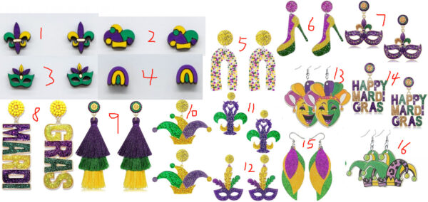 Wholesale Carnival acrylic earrings shiny exaggerated mask earrings letter