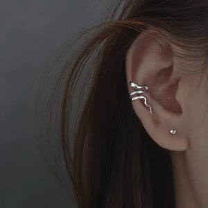 Wholesale Zodiac Snake-Shaped Ear Clips Without Piercings Niche Design Sterling Silver Ear Bone Clips for Women Cold Style Ear Jewelry