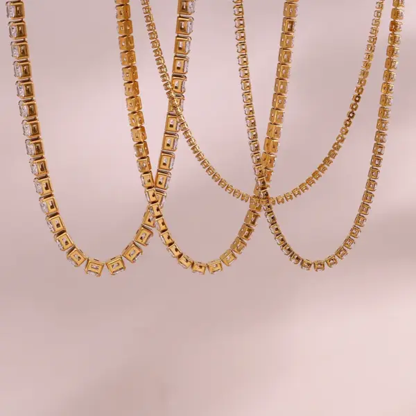 Wholesale PVD Coated Real Gold Plated 18K Gold Geometric 304 Stainless Steel Simple Style Waterproof Non Tarnish 304 Stainless Steel Necklace