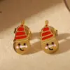 Wholesale 1 Pair Cute Romantic Sweet Santa Claus Enamel 304 Stainless Steel 14K Gold Plated Ear Studs