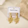 Wholesale Color Retention Electroplated Gold Lip Heart Octopus Ear Cufflinks Sun Rhombus Eight-legged Fish Earrings Fashionable Women's Jewelry