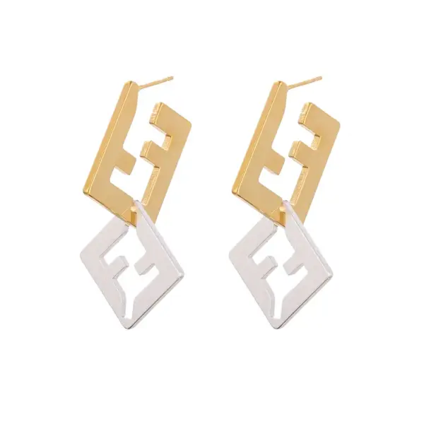 Wholesale Hypoallergenic Letter Drop Earrings For Women With 0.03µm KC Golden Plated Copper And UV Plating