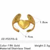Wholesale 2026 New Hydraulic Ring Stainless Steel 18K Non-Fading Gold And Silver Color-Block Design Exaggerated Style Heart Water Drop Twisted Nature Suitable For Daily Wear
