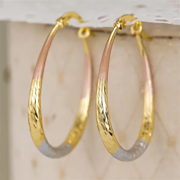 Wholesale Three-dimensional Geometric Earrings For Women In Copper With KC Golden Water Plating And 0.03µm Thickness