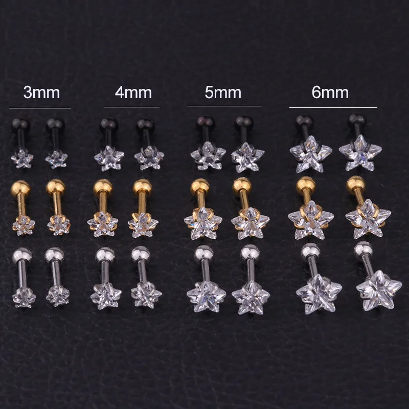 Wholesale 316L Stainless Steel Ear Cartilage Rings & Studs Geometric Waterproof Non Tarnish Surgical Steel