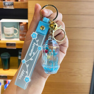 Hexagon bottle dried flower quicksand-Blue