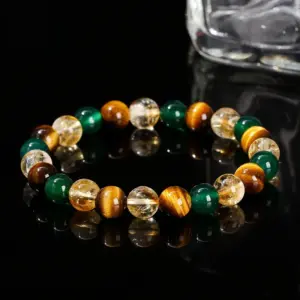 Wholesale JD Jewelry 7A Natural Yellow Tiger Eye Green Agate Yellow Crystal Geometric Pattern Mixed Beaded Bracelet Fashion Personality Bracelet