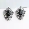 oly-16d77e9ae3e995066dbbaaeeeb34b5bf Wholesale Asymmetrical Irregular Stud Earrings For Women With May Birthstone Emerald In Golden Plated Zinc Alloy And Acrylic Inlay
