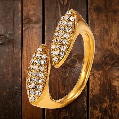 Wholesale Geometric Rings For Adults Featuring Waterproof Non Tarnish 304 Stainless Steel With 18K Real Gold PVD Coating And Zircon Inlay