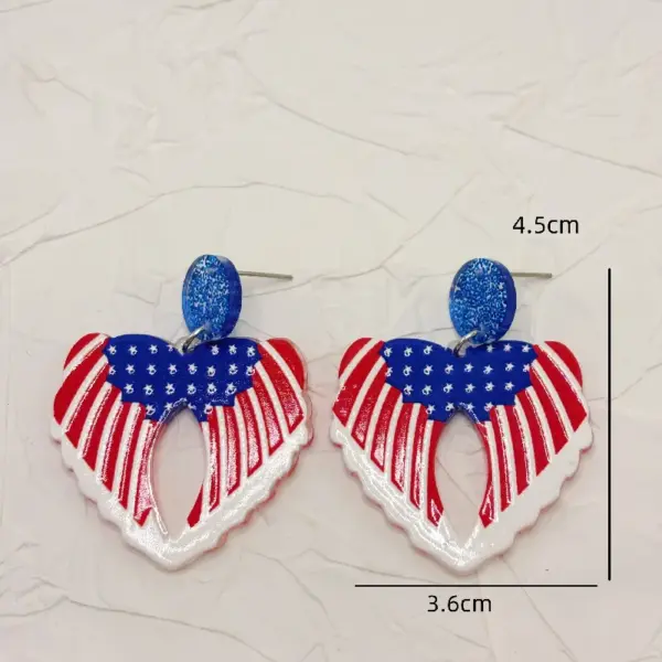 Wholesale 1 Pair Sweet Artistic Pentagram American Flag Flower Acrylic Alloy Dangling Earrings