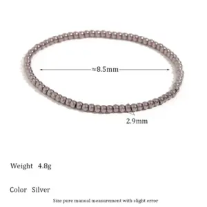 Elastic Bead Bracelet-Silver-3mm