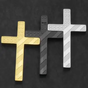 Wholesale Classic Style Cross Pendant In 304 Stainless Steel With Electroplated Finish, Steel Color