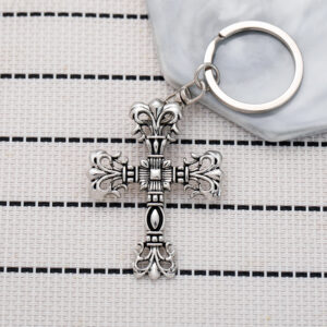 oly-17159e1b6a2042cd784c84819fadbead Wholesale Crow flame cross keychain niche punk retro do pendant car pendant