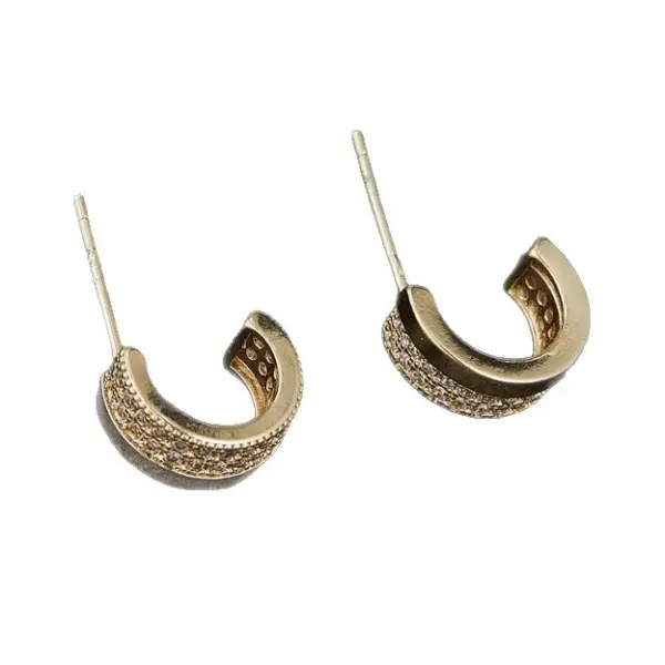 Wholesale Butterfly Stud Earrings For Women With 925 Sterling Silver Posts, Copper Base, Electroplated Gold Finish, And Zircon Inlay
