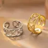 Wholesale Titanium Steel Oil Pressed Ring Women's Non-Fading Unique Design Stainless Steel Jewelry Geometric Pattern Couple Rings